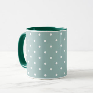 Taza Clásico suave verde salvia blanco puntos minimalis