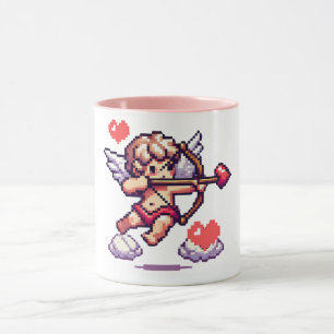 Taza Clásico/vintage del día de San Valentín de 8 bits