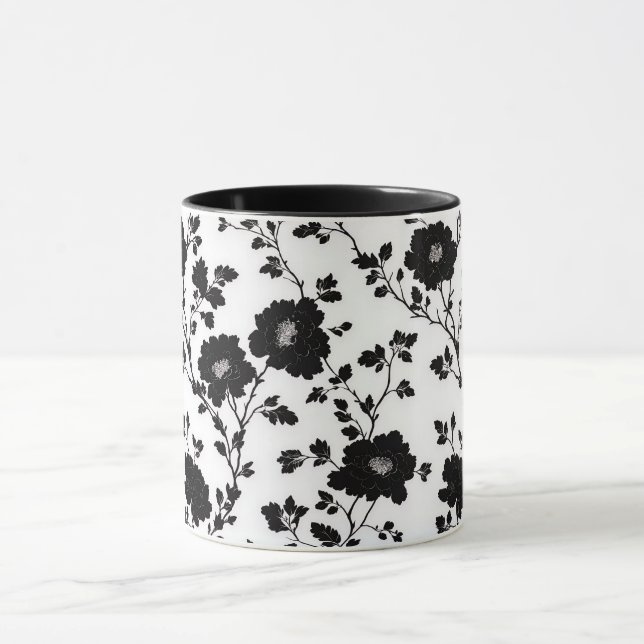 Taza Classic High Contrast Black Floral Silhouette (Centro)