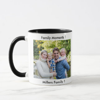 Taza Classic Modern Two Photo Minimalist Family Keepsak