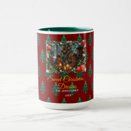Taza Classic Red Christmas Greeting Photo