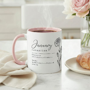 Taza Clavel Flor del Mes de Nacimiento de Enero Minimal