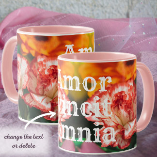Taza Claveles a rayas y gerbera