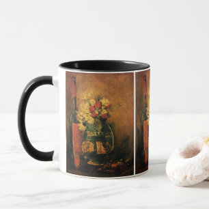 Taza Claveles, Rosas y una Botella por Vincent van Gogh