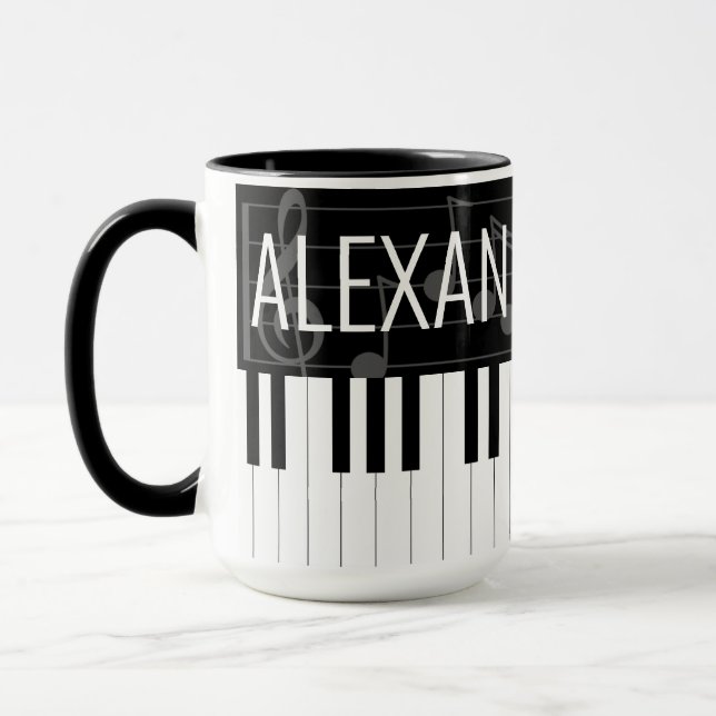 Taza Claves de piano con nombre (Izquierda)