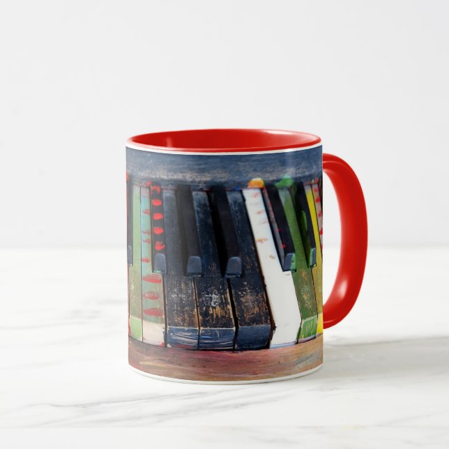 Taza Claves de piano pintadas musicales para café Mug (Anverso derecho)