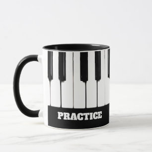 Taza Claves de piano "Practicar" Personalizable Mug de