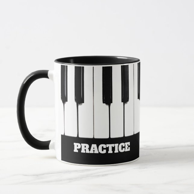Taza Claves de piano "Practicar" Personalizable Mug de  (Izquierda)