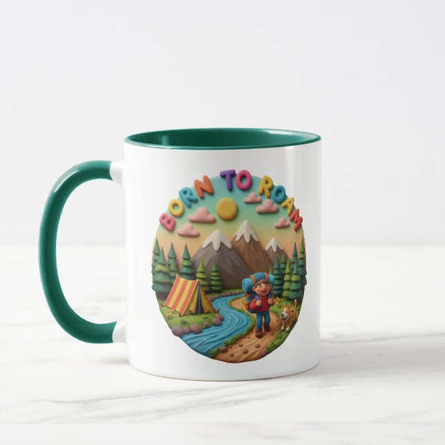 Taza Clay Art “Born to Roam” Camping Adventure Scene (Izquierda)