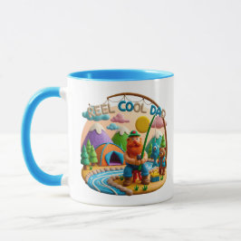 Taza Clay Art “Reel Cool Dad” Fishing Scene Design