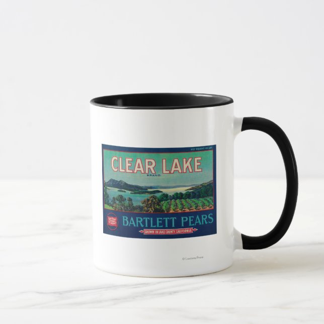 Taza Clear Lake Pear Crate, Condado de LabelLake, CA (Derecha)