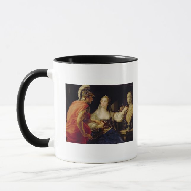 Taza Cleopatra que muestra a Octavius el busto de Julio (Izquierda)