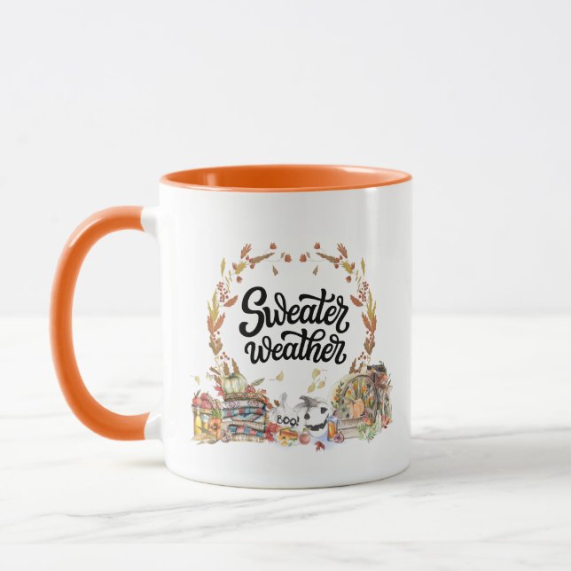 Taza Clima de Suéter | Ilustraciones Rústicas de Acuare (Izquierda)