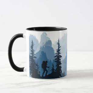 Taza Club de Senderismo Gráfico de Silueta de Montaña A