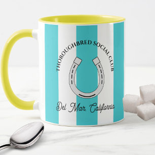 Taza Club Social Turquoise Stripes Horse