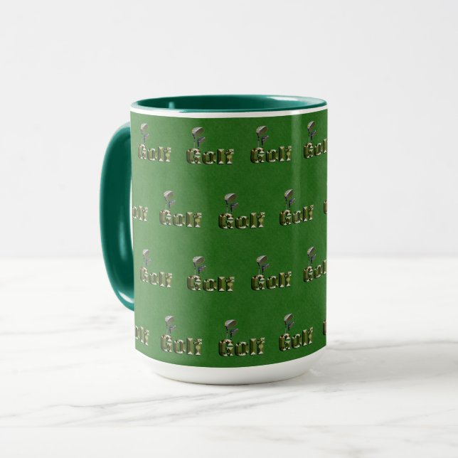 Taza Clubes De Golf Sobre El Denim Verde, (Anverso izquierdo)