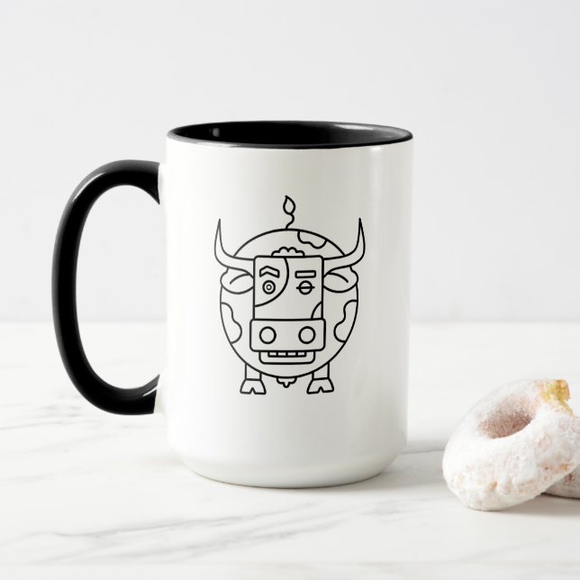 Taza Clueless Bull Abstract Art Mug (Con donut)