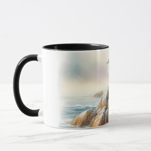 Taza Coastal Seagulls Watercolor Seascape (Izquierda)