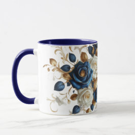 Taza Cobalt White Flowers