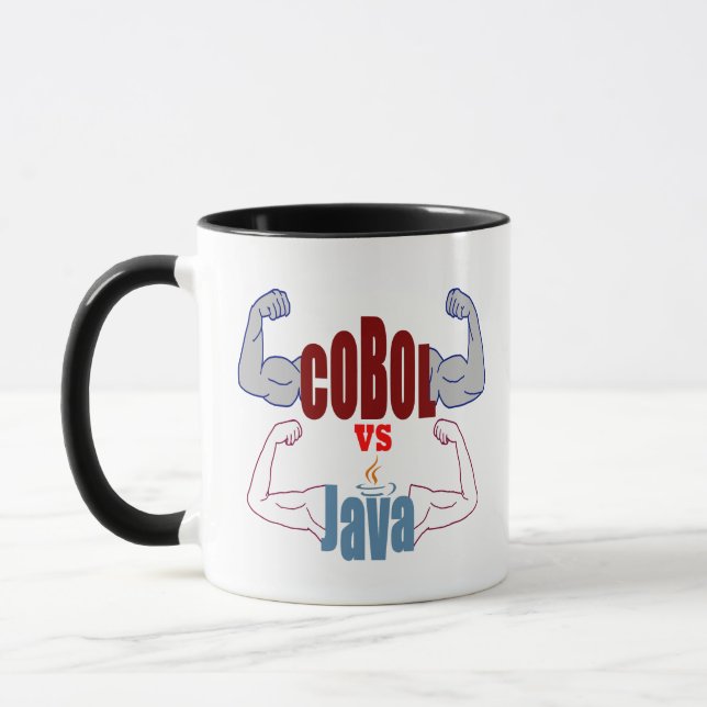Taza Cobol vs Java Lenguajes de Programación Cara a Car (Izquierda)