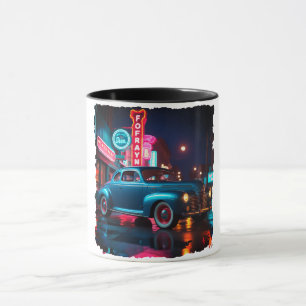 Taza Coche Clásico de los Años 40 Vintage Bajo Luces de