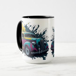 Taza Coche con salpicaduras de pintura vintage