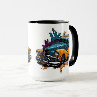 Taza Coche con salpicaduras de pintura vintage naranja