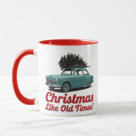 Taza Coche de Navidad Vintage: Fiesta de Tiempos Pasado