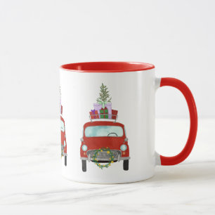 Taza Coche rojo con Navidades regalos Café Mug