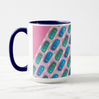 TAZA COCHE VERDE AZUL ROJO OSCURO ROSA ARTE MODERNO COM