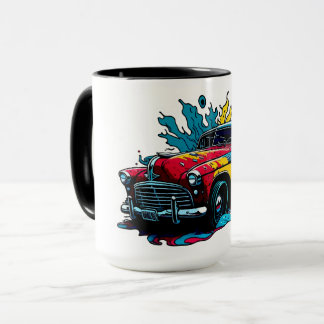 Taza Coche vintage con salpicaduras de pintura roja y a