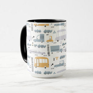 Taza Coches recortados en el patrón de tráfico