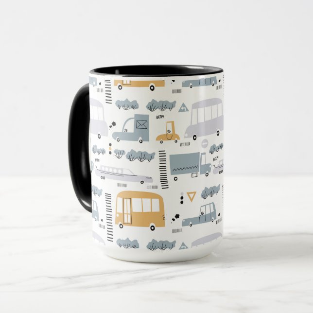 Taza Coches recortados en el patrón de tráfico (Anverso izquierdo)