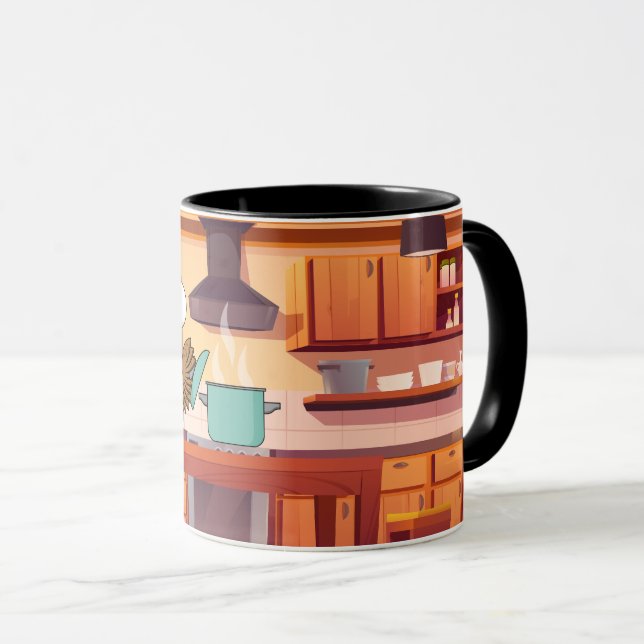 Taza Cocina de lechuza chef en cocina (Anverso derecho)