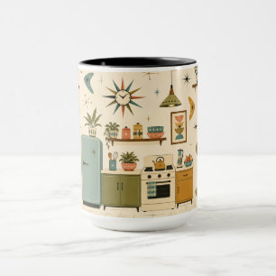 Taza Cocina retro atómica modernista de mediados de sig