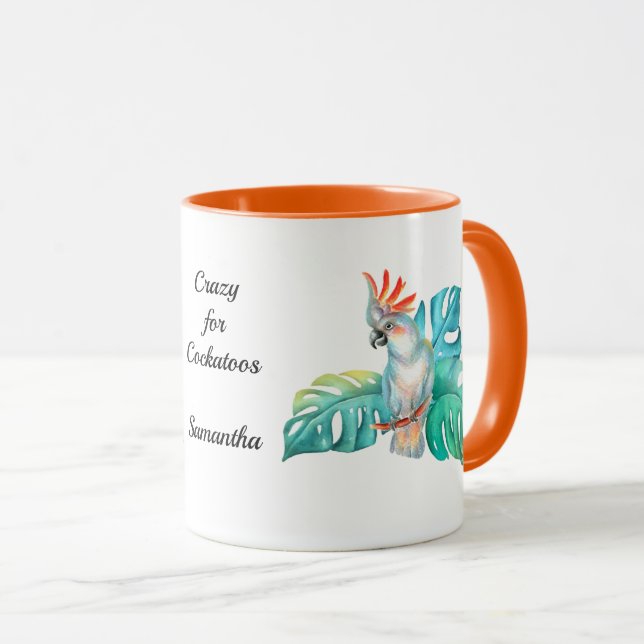 Taza Cockatoo Tropical Exótico Parrot Personalizado (Anverso derecho)