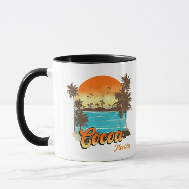 Taza Cocoa Florida Beach Summer Vacation Palm Sunset (Izquierda)