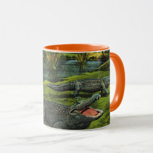 Taza Cocodrilos, Animales Reptiles Vida Marina Antigua