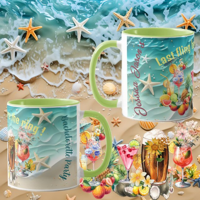 Taza Cócteles de Playa Frutas Tropicales Despedida de S (Beach Cocktails Tropical Fruits Bachelorette Party Mug)