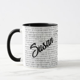 Taza Código binario franjas blancas negras