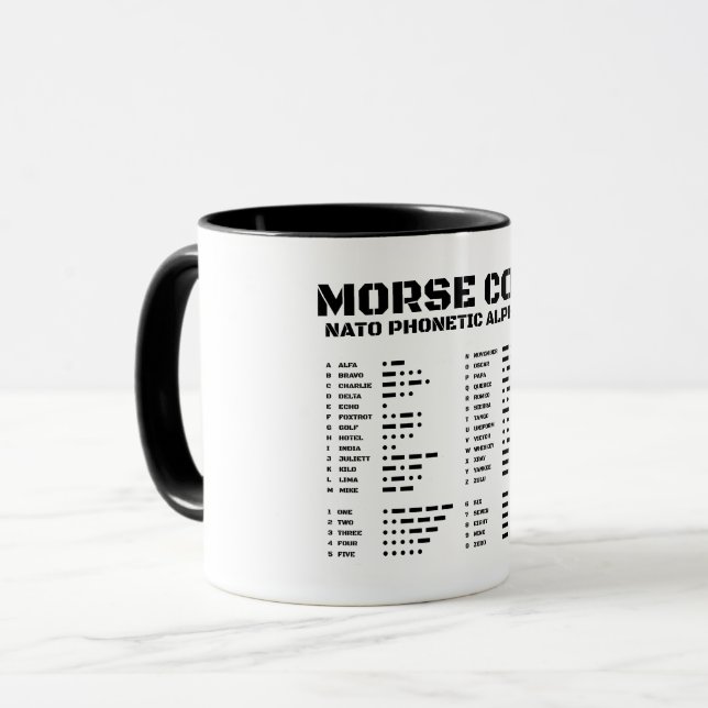 Taza Código Morse Alfabeto fonético OTAN (Anverso izquierdo)
