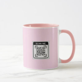 Taza Código QR de Logotipo Simple Negocios Rosa