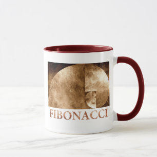 Taza Coeficiente de oro, espiral de Fibonacci