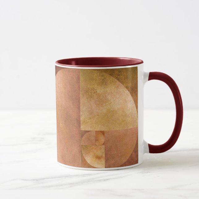 Taza Coeficiente de oro, espiral de Fibonacci (Derecha)