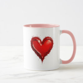 Taza Cœur rouge passion artistique effet peinture.