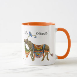 Taza Coffe Mug, naranja, mono de color burro