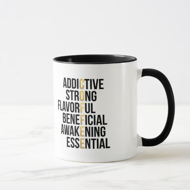 Taza Coffee Acronym tipografía negra Mug (Derecha)