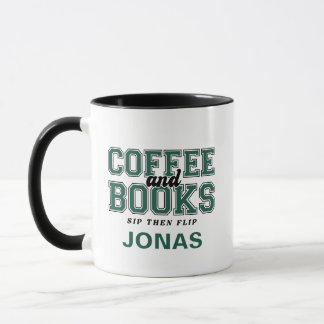 Taza Coffee and Books Sip Then Flip Bookworm Green