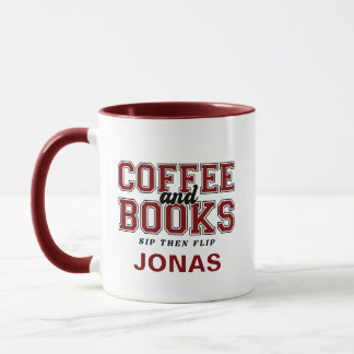 Taza Coffee and Books Sip Then Flip Bookworm Maroon
