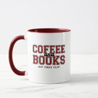 Taza Coffee and Books Sip Then Flip Bookworm Maroon